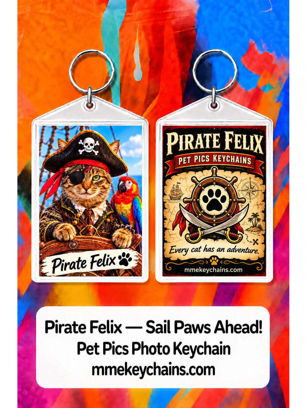 4894 Personalized Pet Pics Keychains Pirate Felix – Sail Paws Ahead